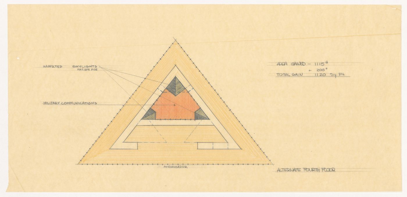 Fourth floor plan for United States Embassy, Oslo, Norway