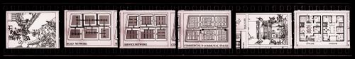 Negative strip of illustrations for the publication "Housing a Billion: Urban Upgrading: Design Ideals for Rural China" publication