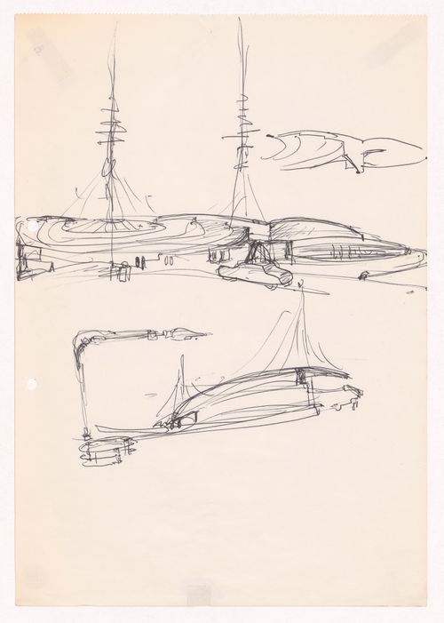 Sketch perspective and detail for Posto de abastecimento da SACOR, Matosinhos, Portugal