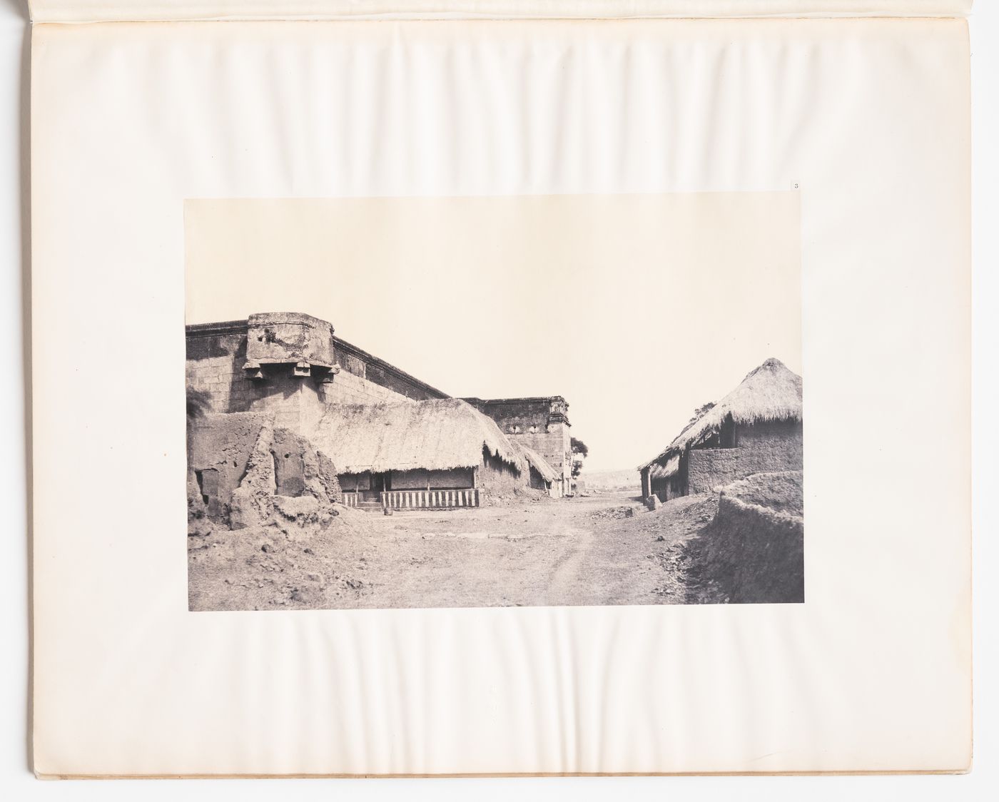 Teramboor.  Gate of the pagoda in perspective with an overhanging out-look at the corner.