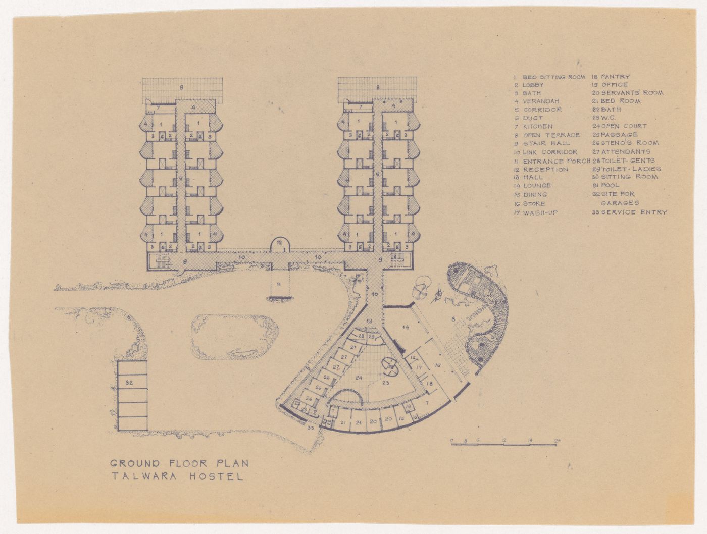 Ground floor plan for Talwara hostel, Talwara, India