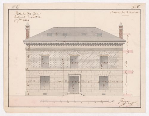 Elevation for service building, Marché des Carmes, Paris