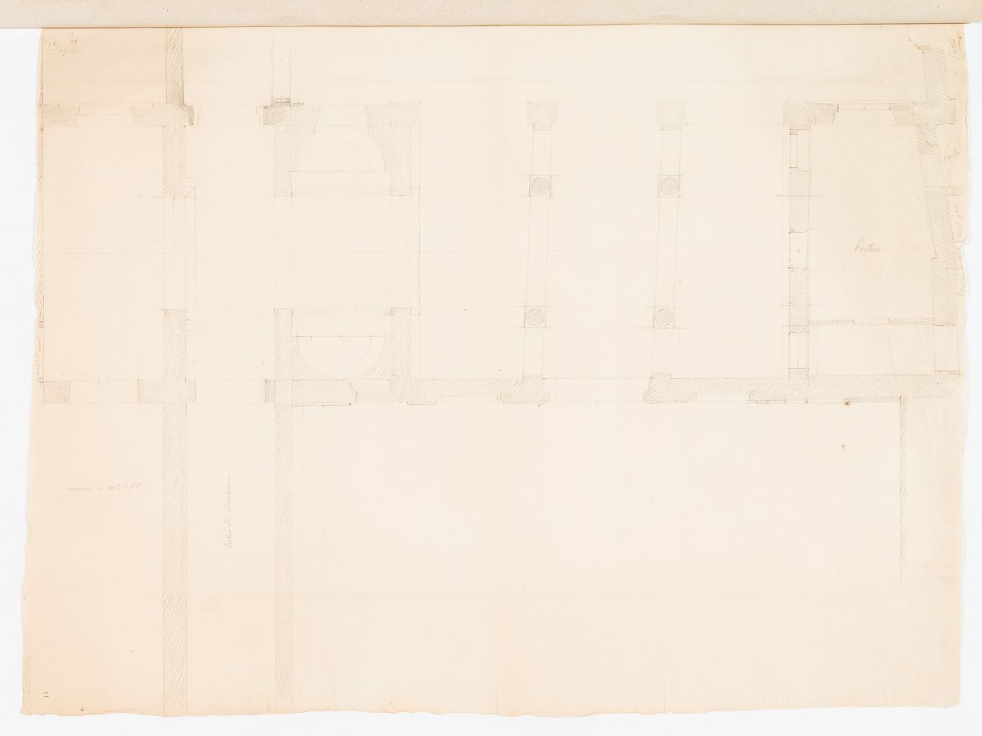 Project for alterations to the Préfecture de police, rue de Jérusalem, Paris: Partial ground floor plan