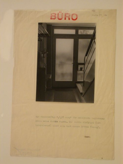 Interior view of a Type C row house showing a glass door and mailbox, Werkbundsiedlung Neubühl, Zurich, Switzerland