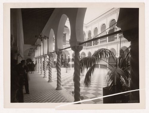 View of galleries and the courtyard of Algeria's pavilion, 1937 Exposition internationale, Paris, France