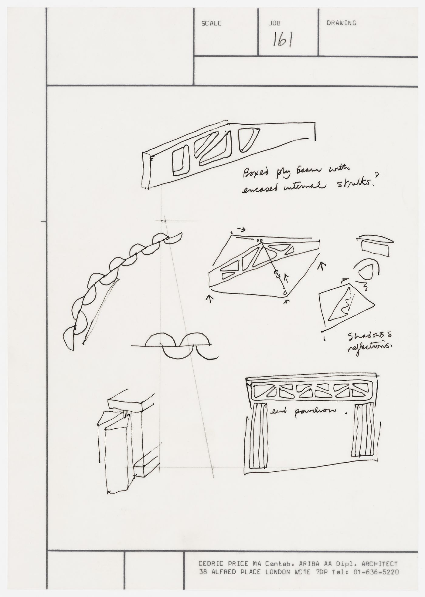 Perthpavs: conceptual sketches, including sketches of beam with internal struts