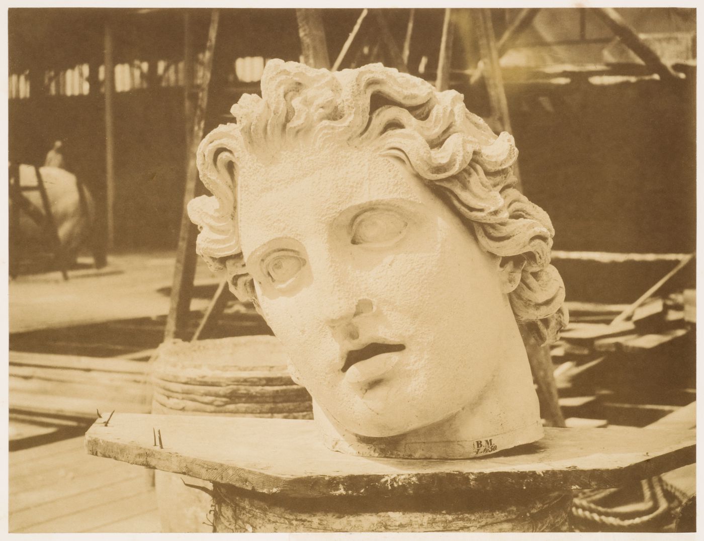 Head from one of the Colossi of Monte Cavallo, Rome, by  Phidias, Crystal Palace, Sydenham, England