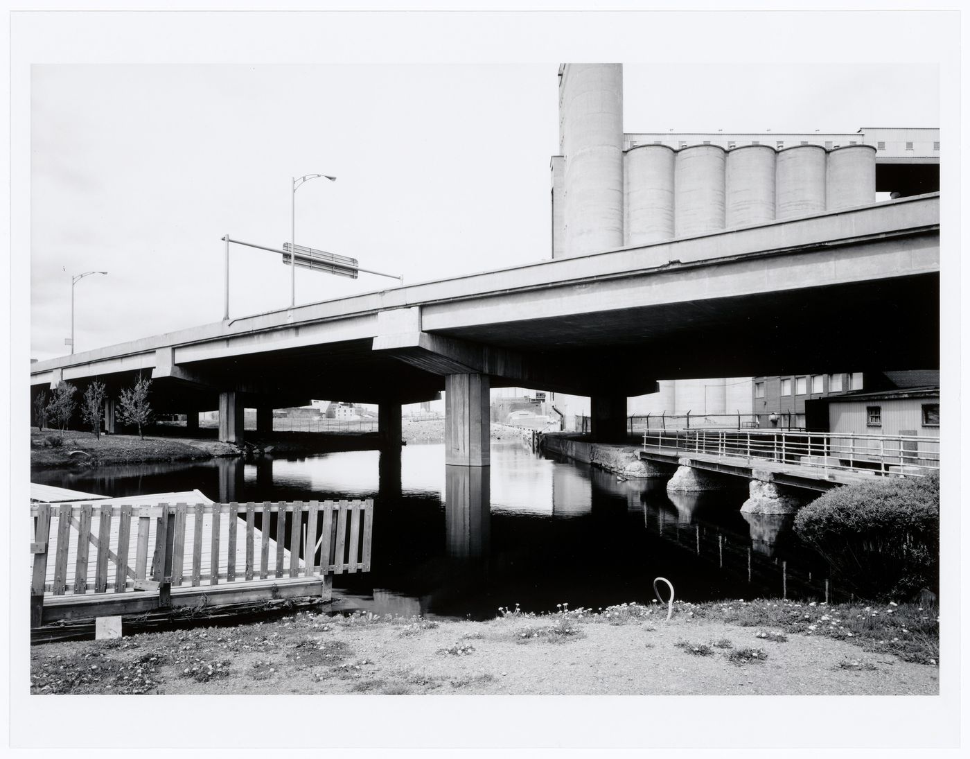 View of the Bonaventure Expressway and the Five Roses Flour Mill at Wellington Basin, Montréal, Québec