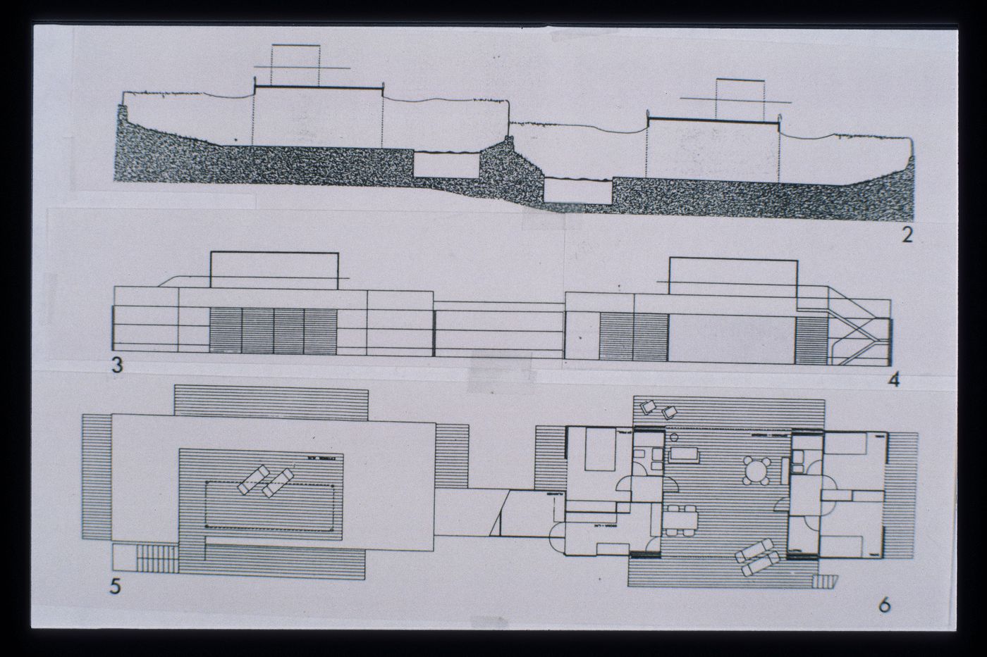 Slide of a drawing for Housing Development by the Sea, Mallorca, by Alejandro de la Sota