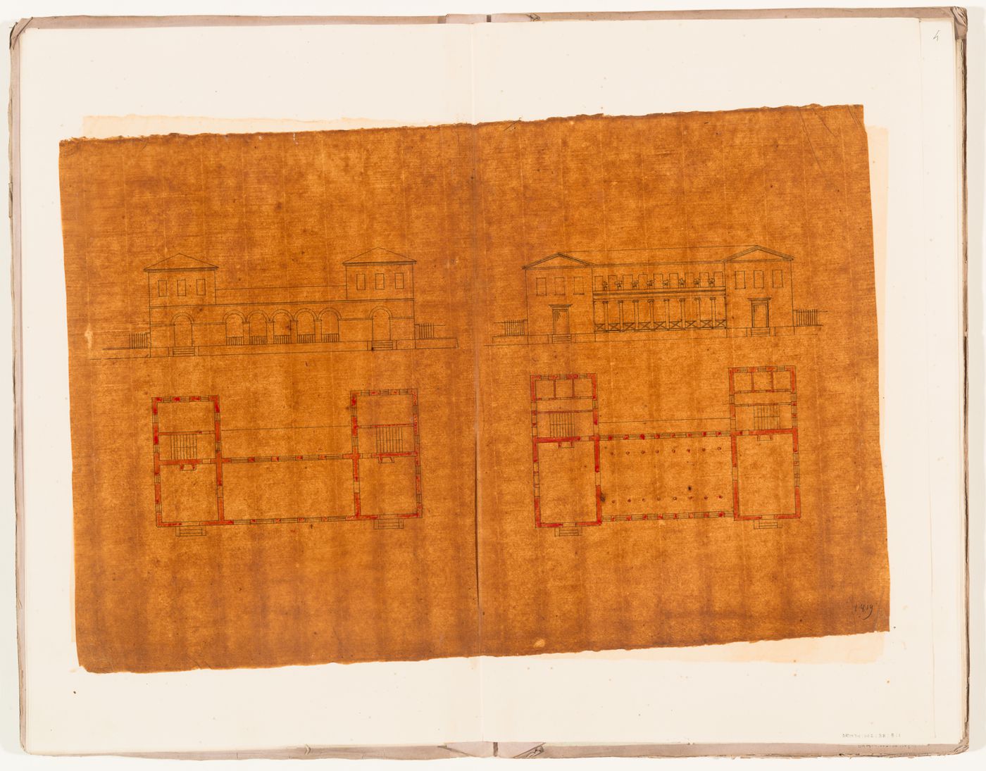 Plans and elevations for buildings for M. Brodelet near Vincennes