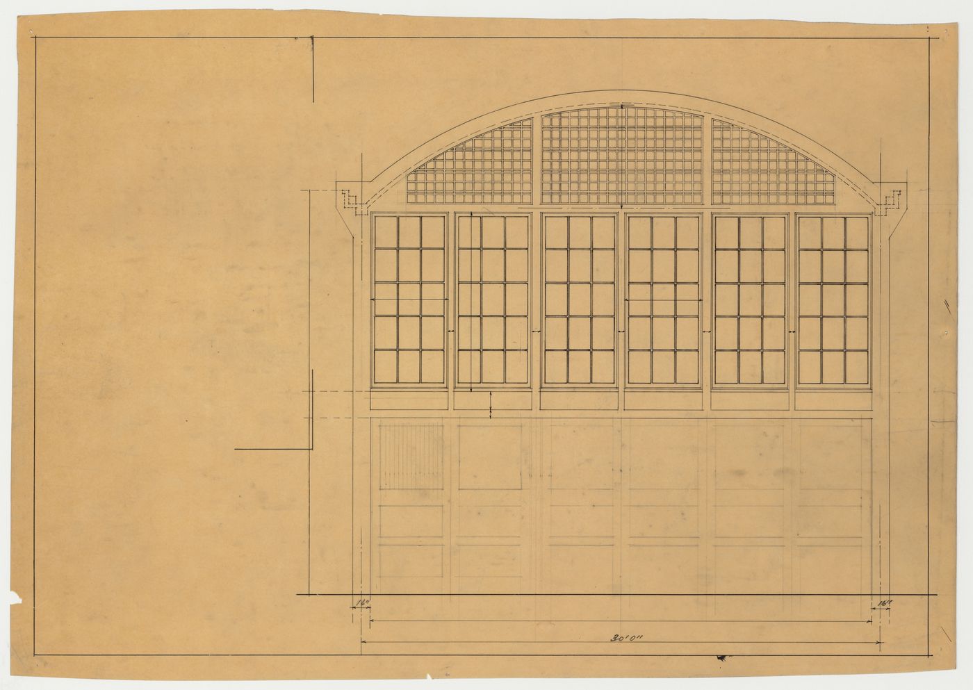 Élévation d'une porte de garage, Garage de la Montée du Zouave, Montréal (1919-1920)