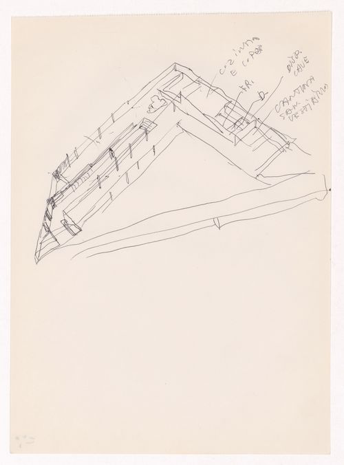 Sketch axonometric view for Motel em Vale de Canas, Coimbra, Portugal