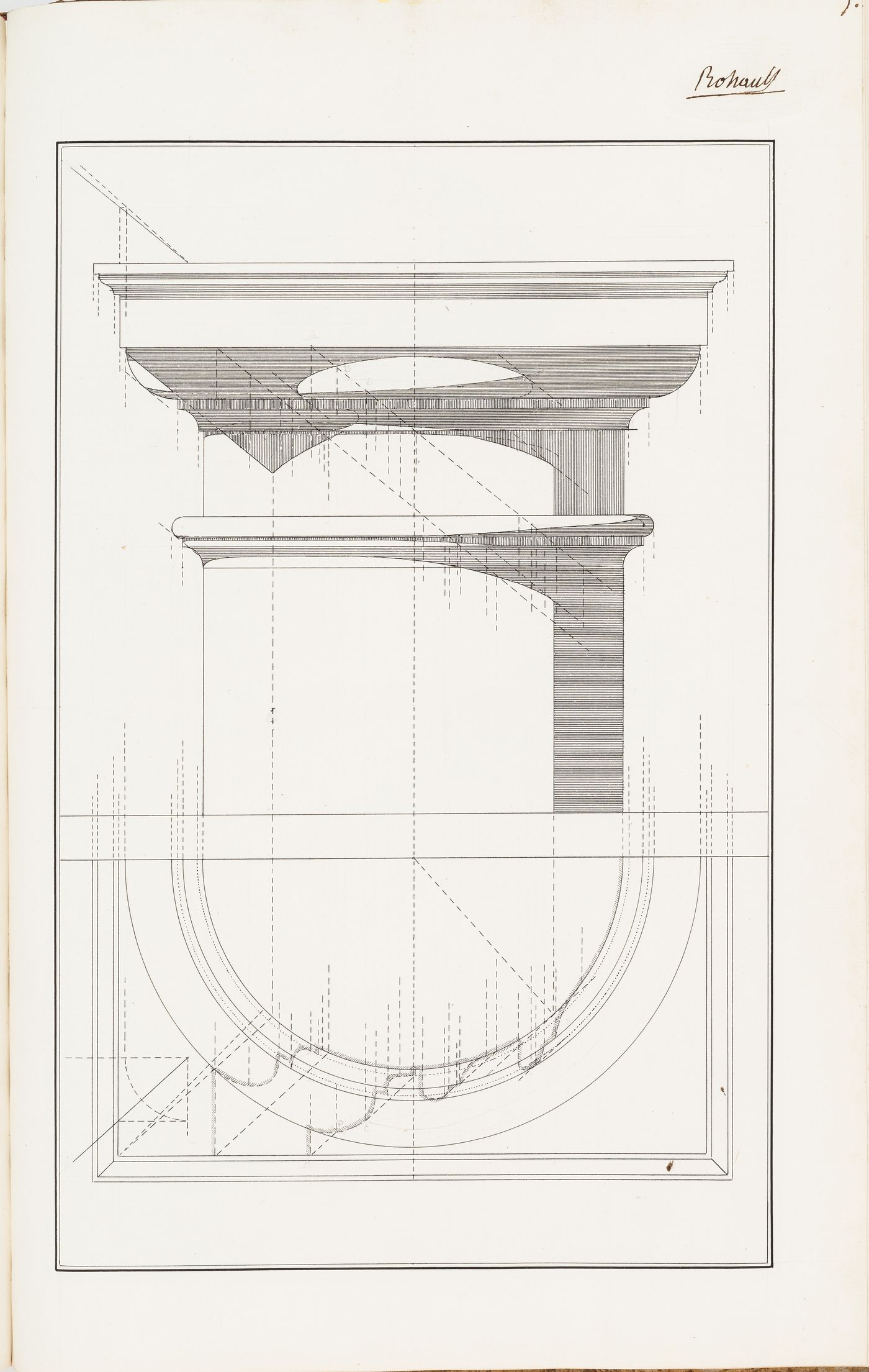 Elevation for a column and capital, an exercise in draughting shadows