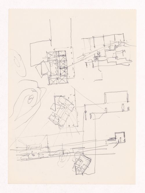 Sketch floor plans and sections for Restaurante Pico do Areeiro, Madeira, Portugal