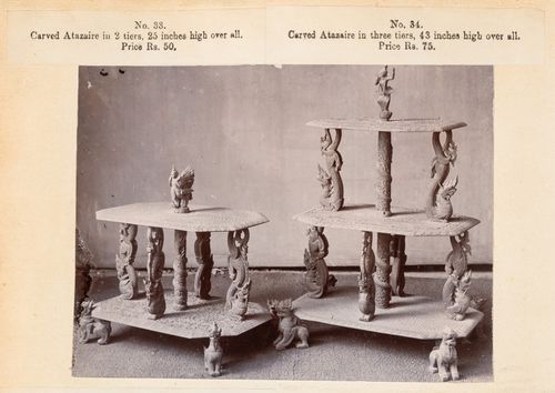 View of étagères, F. Beato Limited, C Road, Mandalay, Burma (now Myanmar)