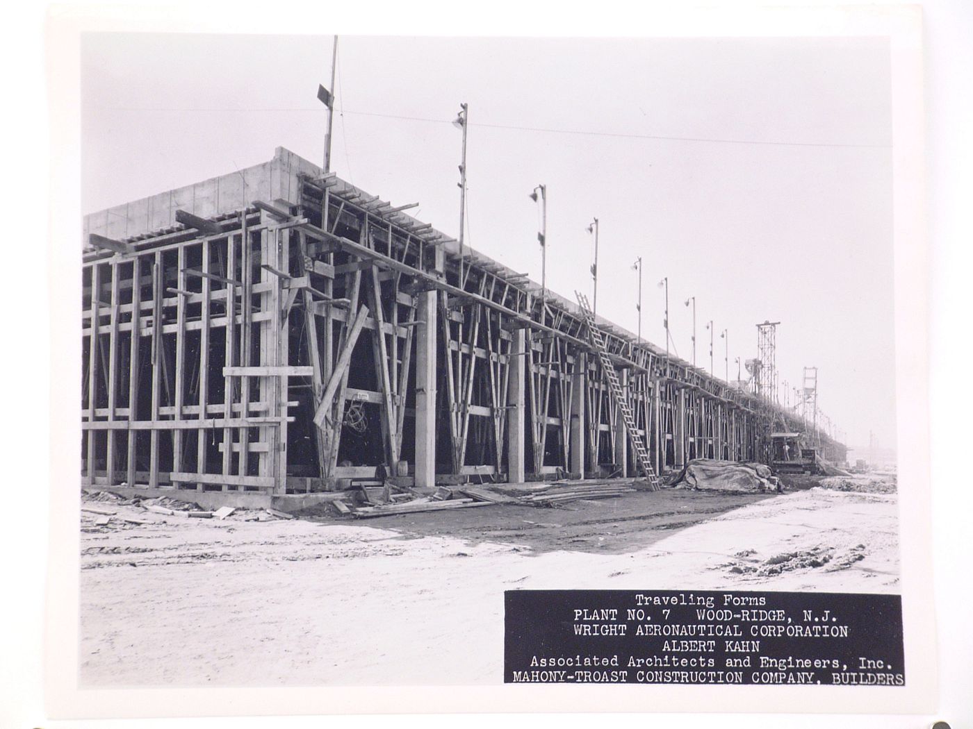 View of Assembly Building No. 7 [?] under construction, Wright Aeronautical Corporation Airplane Engine Assembly Plant, Wood-Ridge, New Jersey