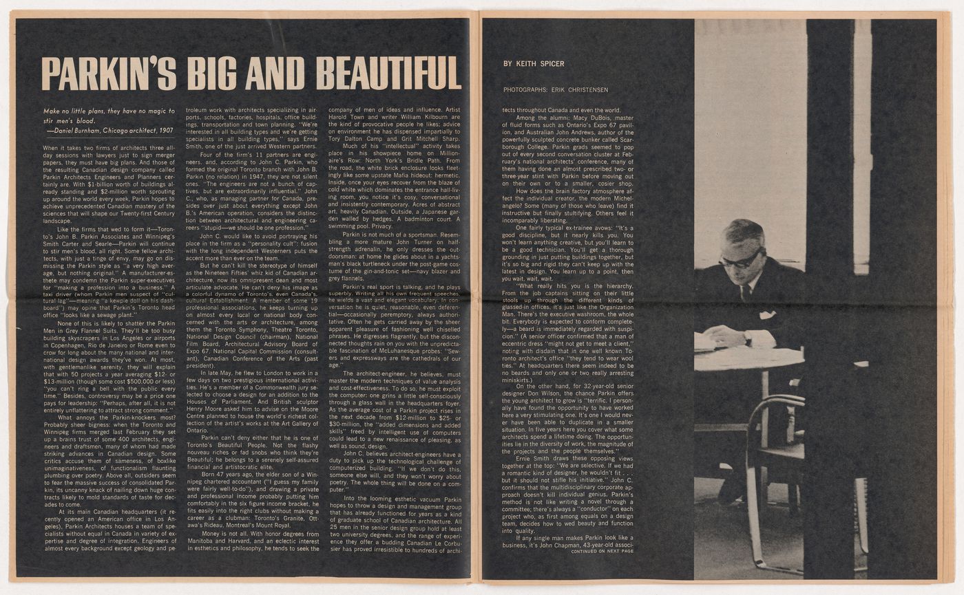 The Globe Magazine which include the article "Parkin's Big and Beautiful"