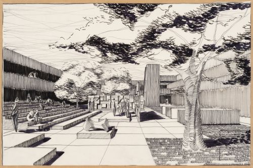 Perspective drawing for the Conservatoire de musique de Québec, in Québec City