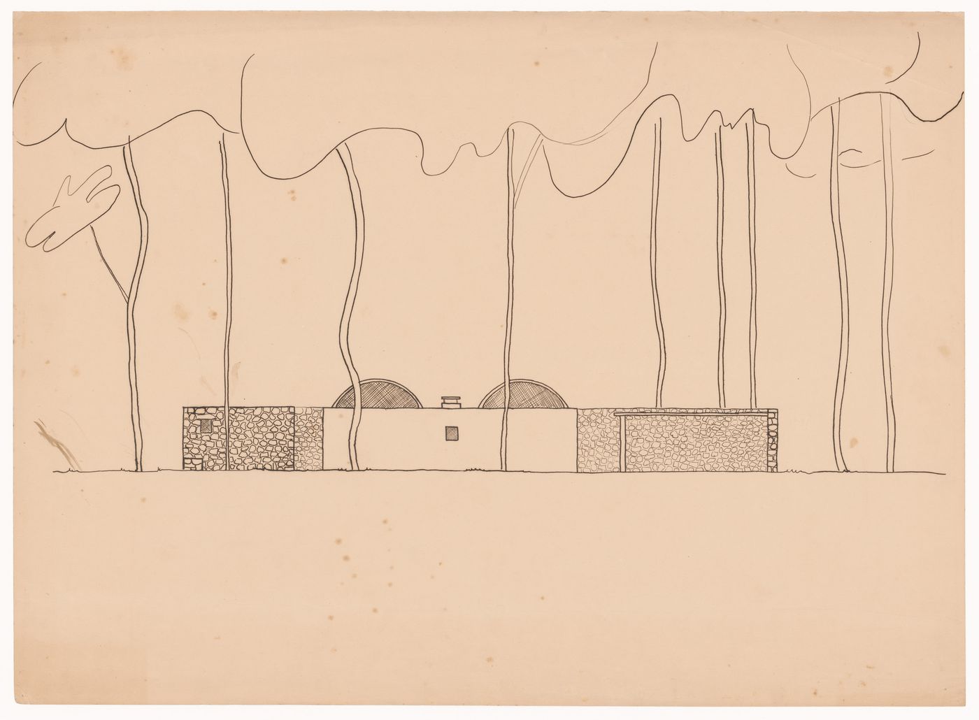 Elevation of service pavilion for Casa sobre el arroyo, Mar del Plata, Argentina
