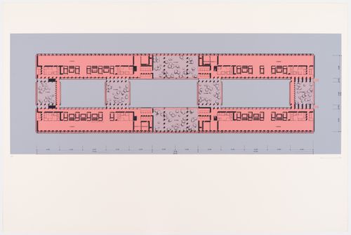 Plan of an upper floor for the Tokyo City Hall competition entry