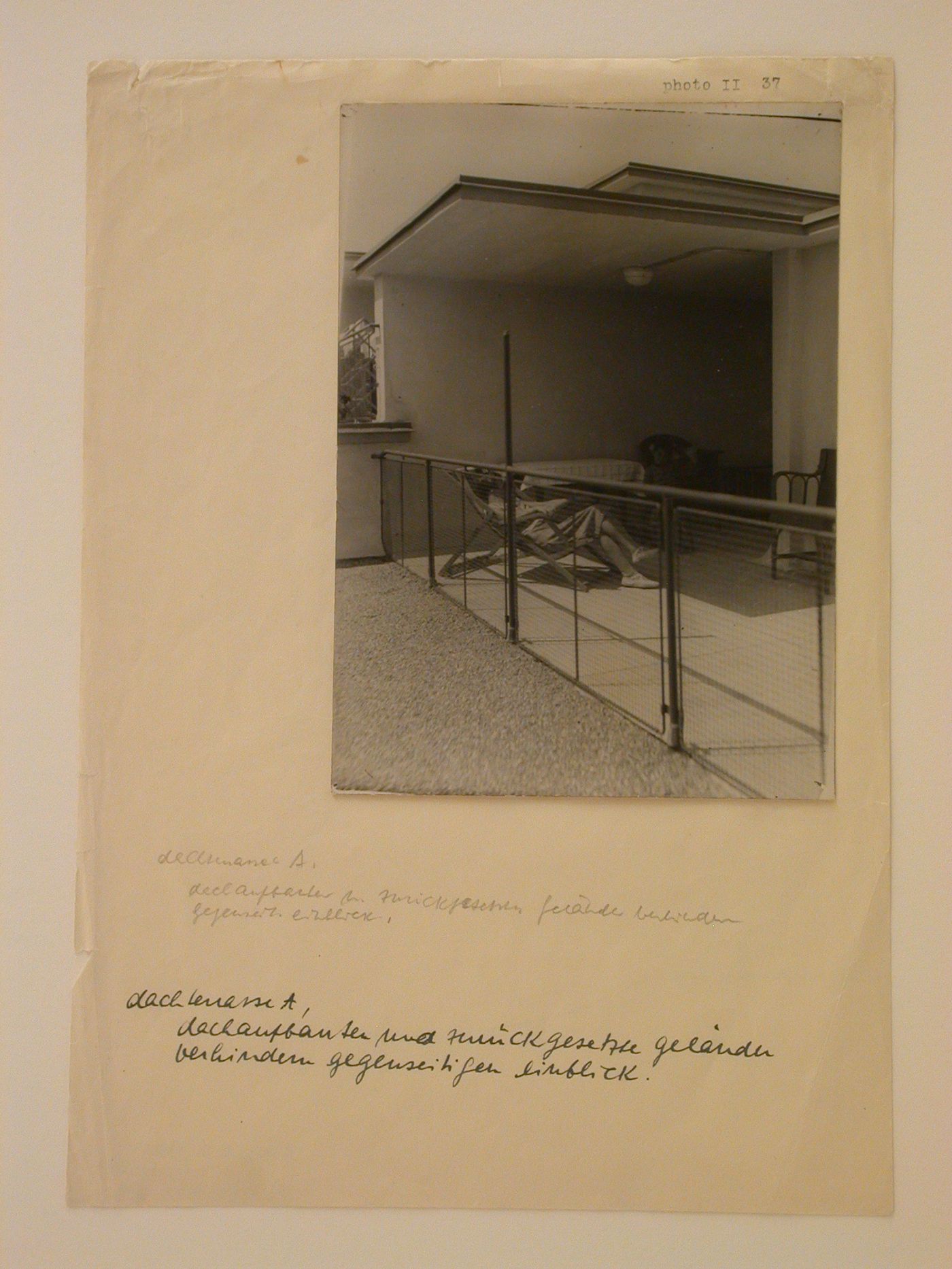 View of the roof terrace of a Type A row house, Werkbundsiedlung Neubühl, Zurich, Switzerland