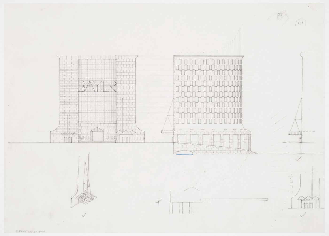 Bayer AG Headquarters, Monheim, Germany: elevations for the central administration building