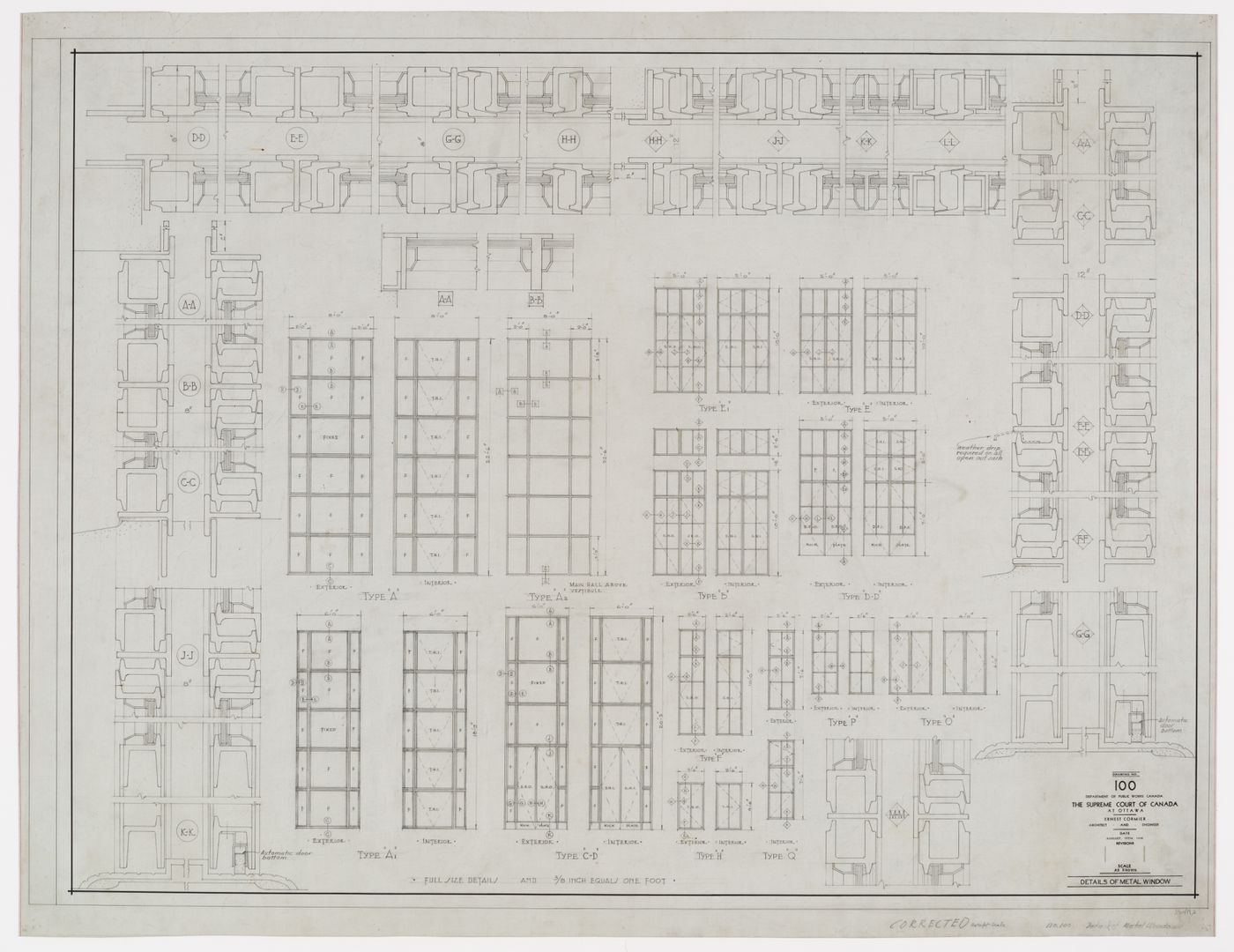 Détails des fenêtres, Cour suprême du Canada, Ottawa, Ontario, Canada (1937-1953, 1977)