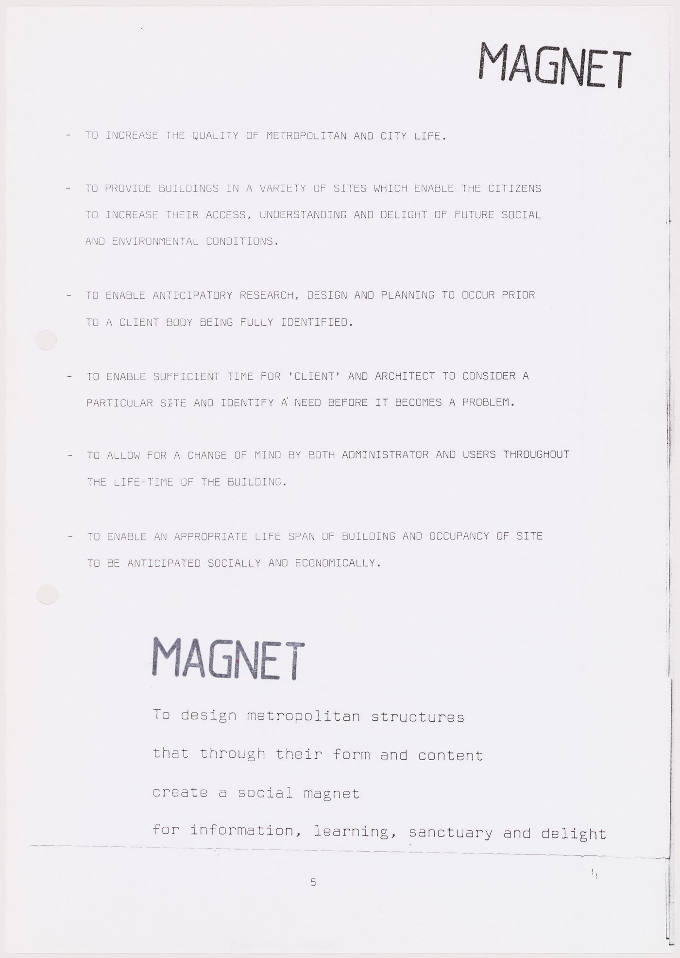 List of goals from the project file "Magnet"