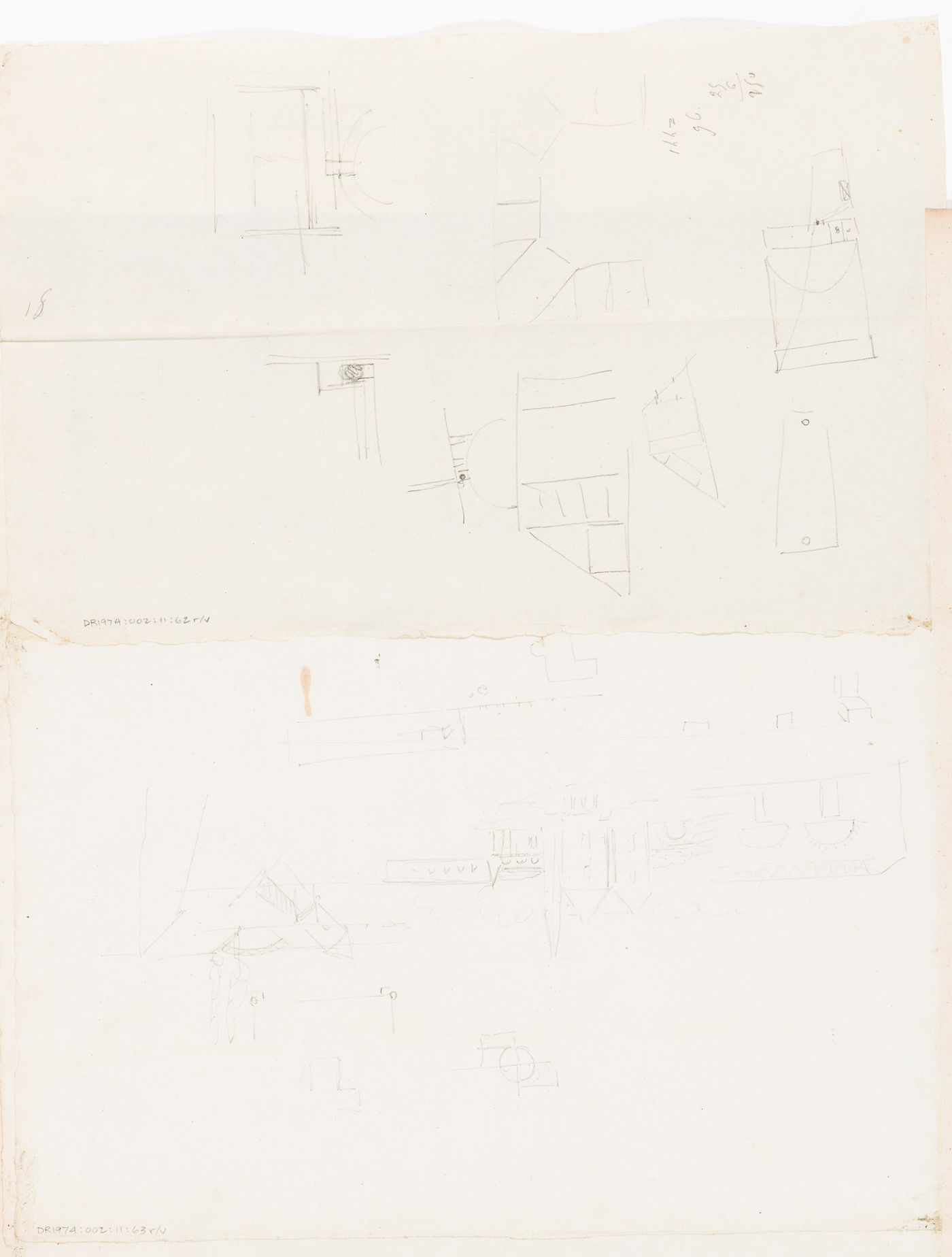 Rohault de Fleury House, 12-14 rue d'Aguesseau, Paris: Plan, probably for the second floor; verso: Unidentified sketches