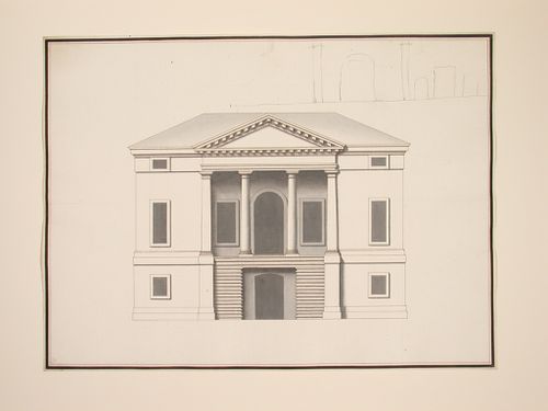 Elevation of the facade of the Villa Valier, Rome, Italy