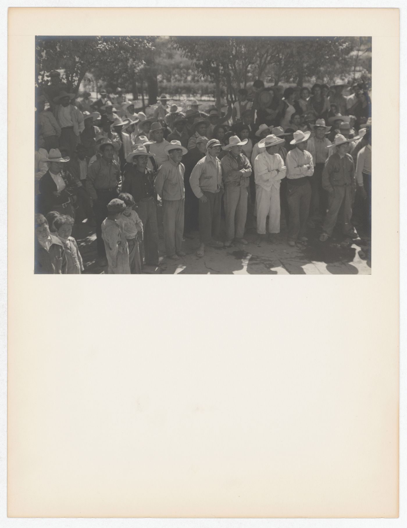 View of an agrarian meeting showing the crowd, Mexico