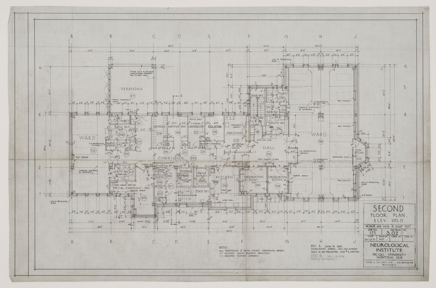 Montréal Neurological Institute, Montréal, Québec: second floor plan