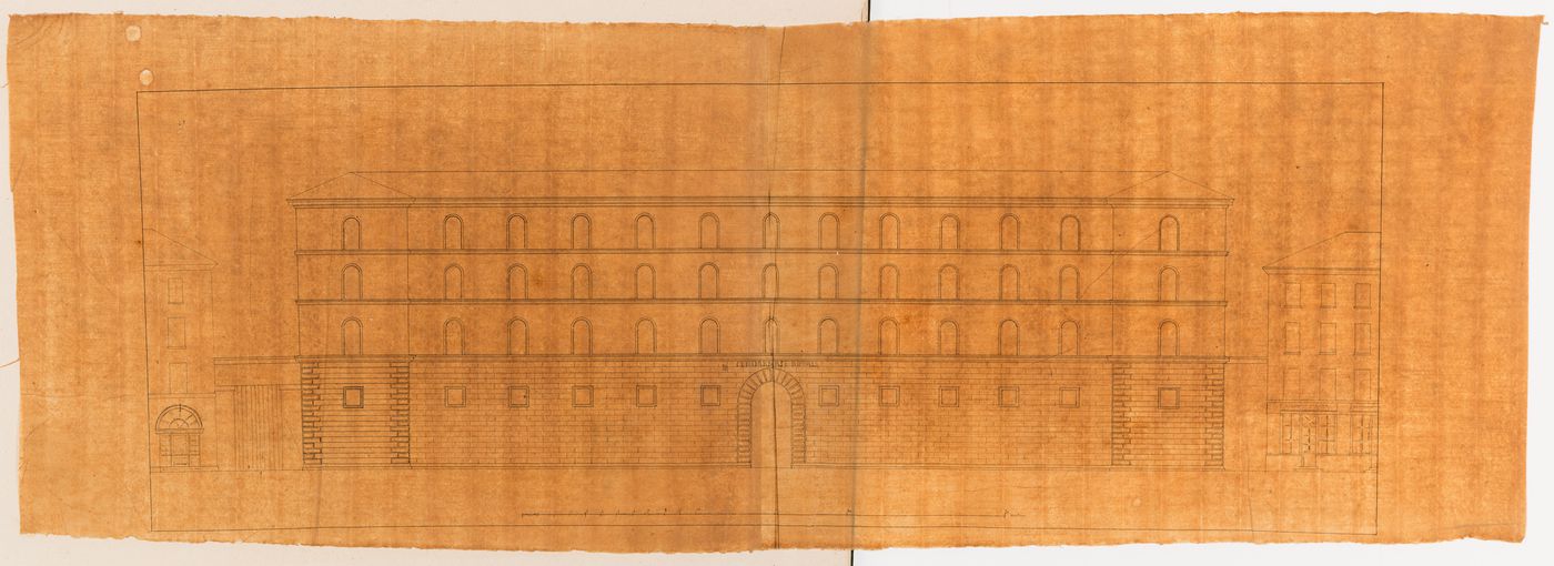 Project for the caserne de la Gendarmerie royale, rue Mouffetard: Principal elevation