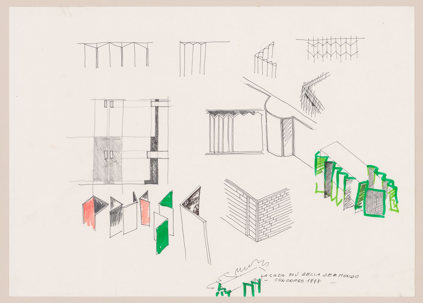 Sketches for La casa più bella di architettura del mondo [The most beautiful house in the world]