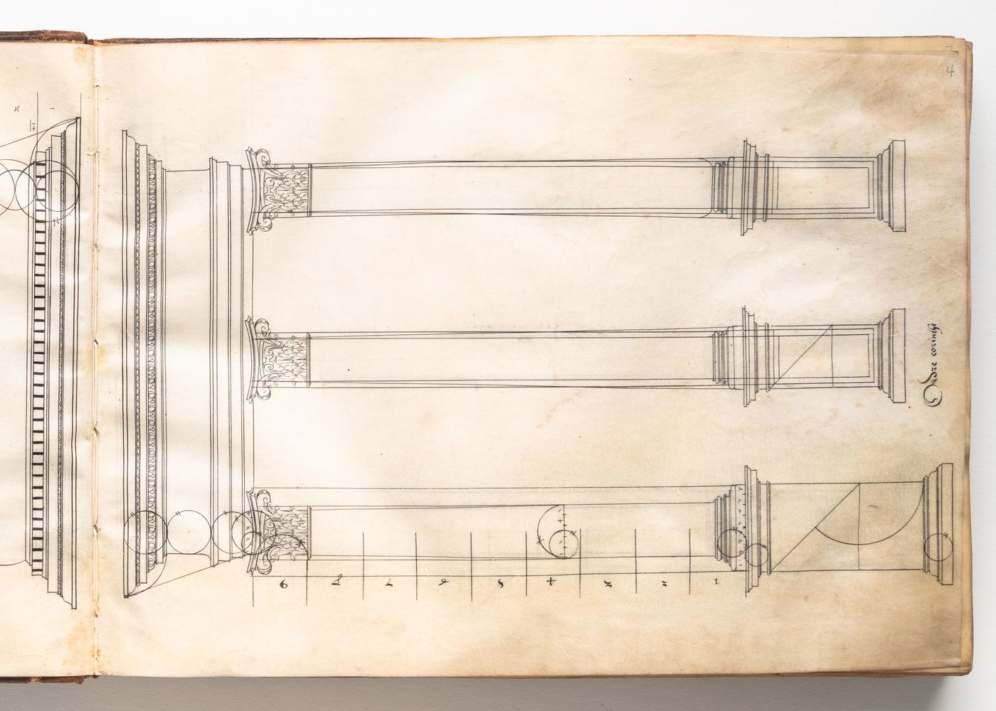 Three Corinthian columns with entablature