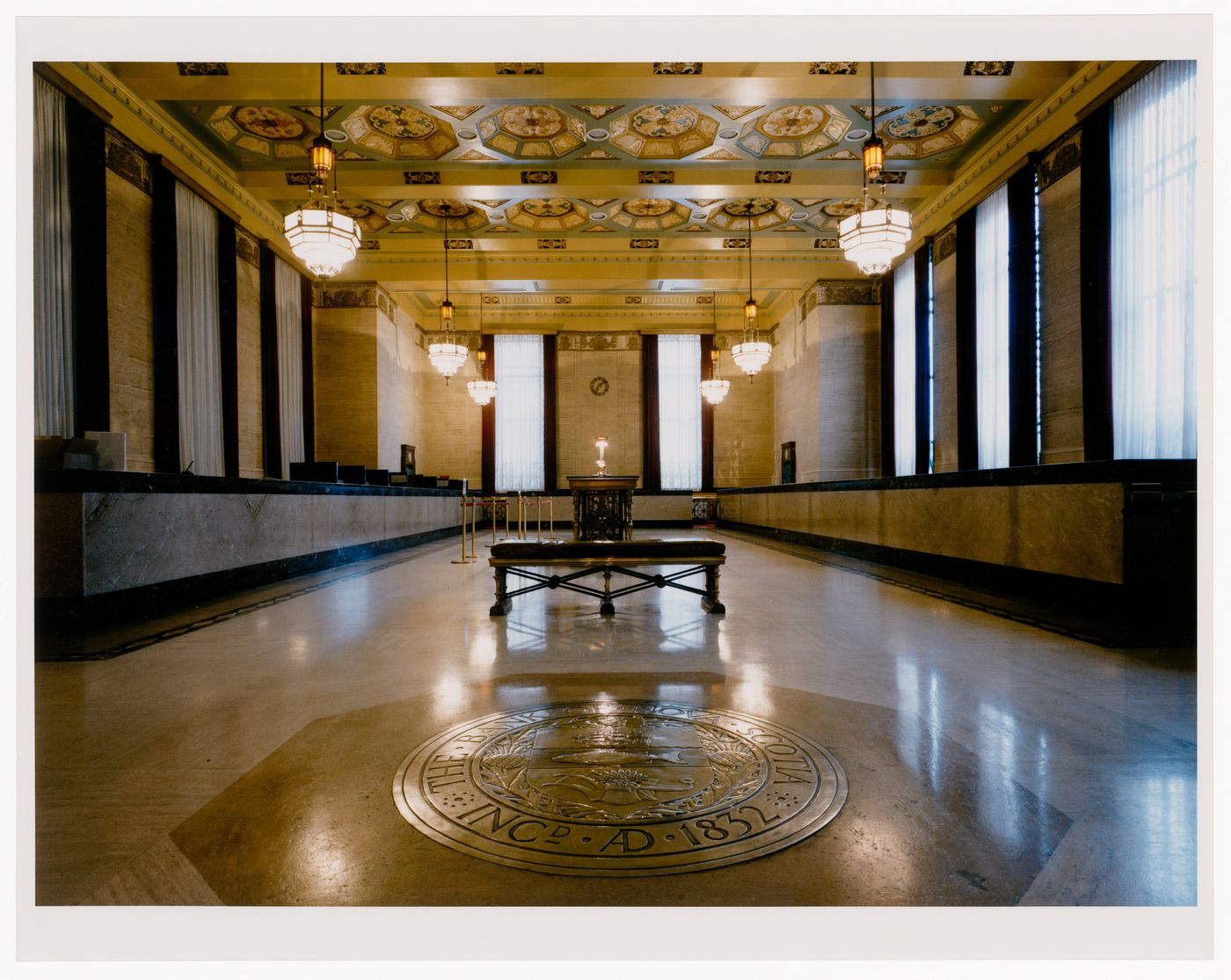 Banking hall with bank seal, Bank of Nova Scotia, Halifax, Nova Scotia