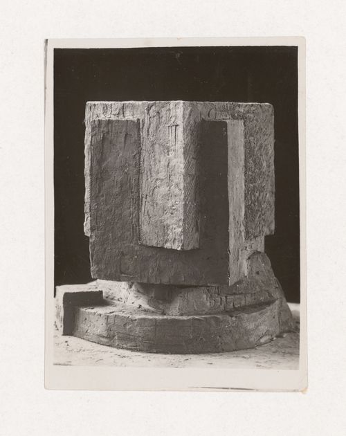 Photograph of a student model on the topic "Finding and Constructing a Voluminous Form Based on Contrast and Rhythmical Combinations of Elements: Turn of the Form" for the "Space" course at the Vkhutemas (Higher State Artistic Technical Studios), Moscow