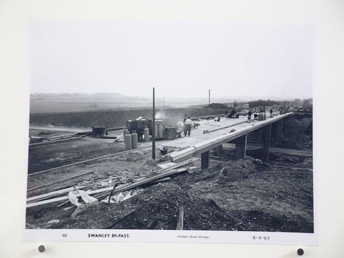 View of Goldsel Road Bridge, during construction of the Swanley Bypass, England