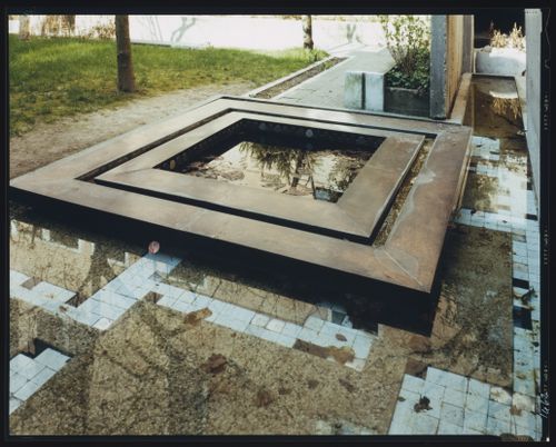 View of basin and tile, the garden, Palazzo Querini Stampalia, Venice, Italy