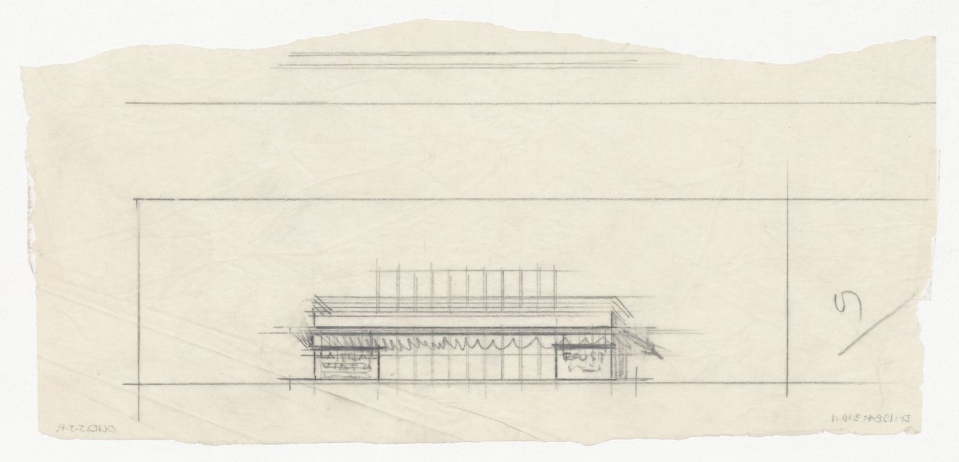 Principal elevation for a theatre for the reconstruction of the Hofplein (city centre), Rotterdam, Netherlands