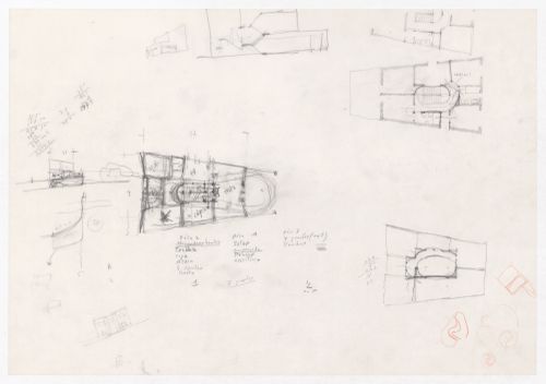 Sketch plans and sections for Casa Fernando Machado, Porto, Portugal