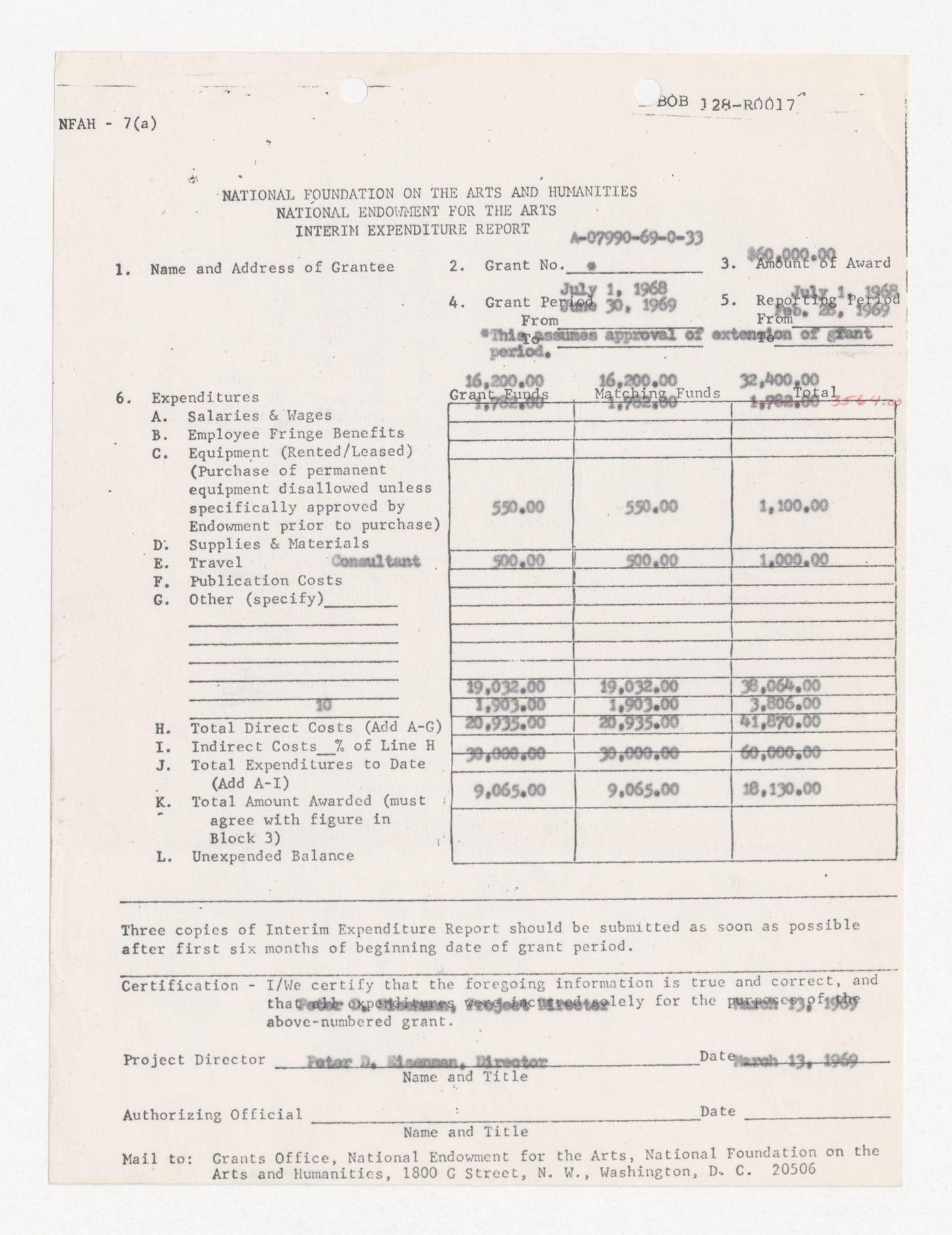 Interim expenditure report for the National Endowment for the Arts (NEA)