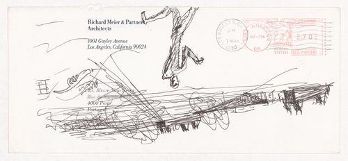 Sketches for Renovação e extensão do Museu Stedelijk, Amsterdam, the Netherlands; verso: Sketches of people and horse