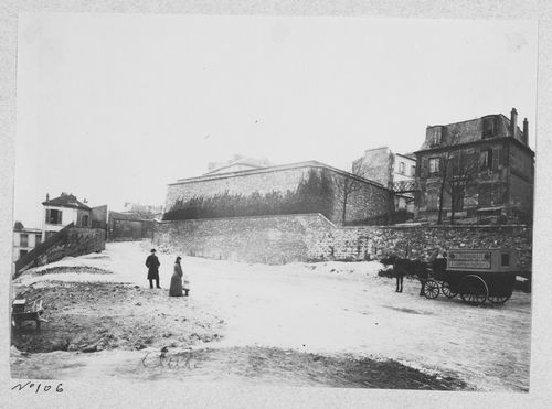 Photographer's voiture near old water reservoir on rue Lamarck, west of the Basilica of Sacré-Coeur de Montmartre, Paris, France