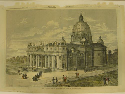 La cathédrale de Montréal en voie de construction