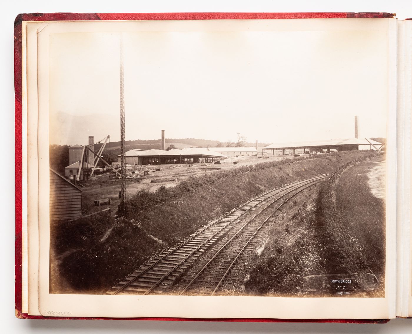 View of a building site for the construction of the Forth Bridge, Firth of Forth, Scotland, United Kingdom