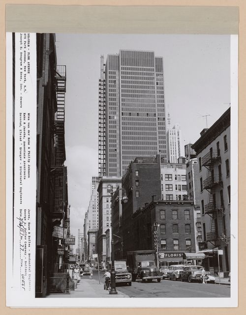 Seagram building under construction, 375 Park avenue, New York, N.Y., west view