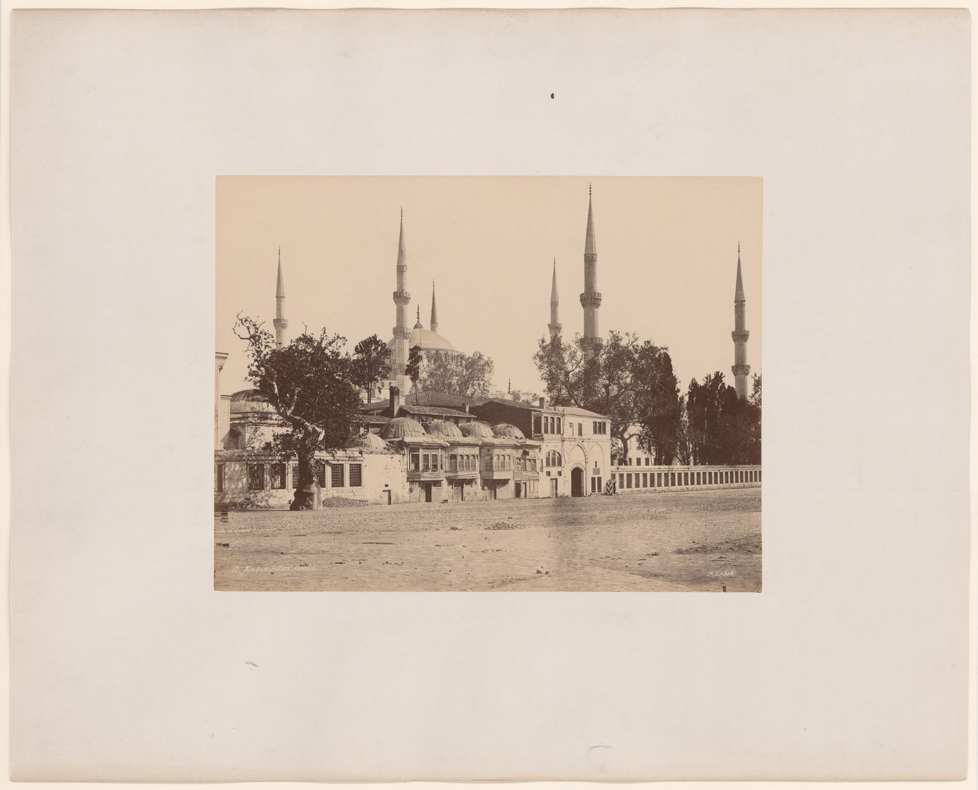 View of the Sultanahmet Camii (also known as the Blue Mosque), Constantinople (now Istanbul), Ottoman Empire (now in Turkey)
