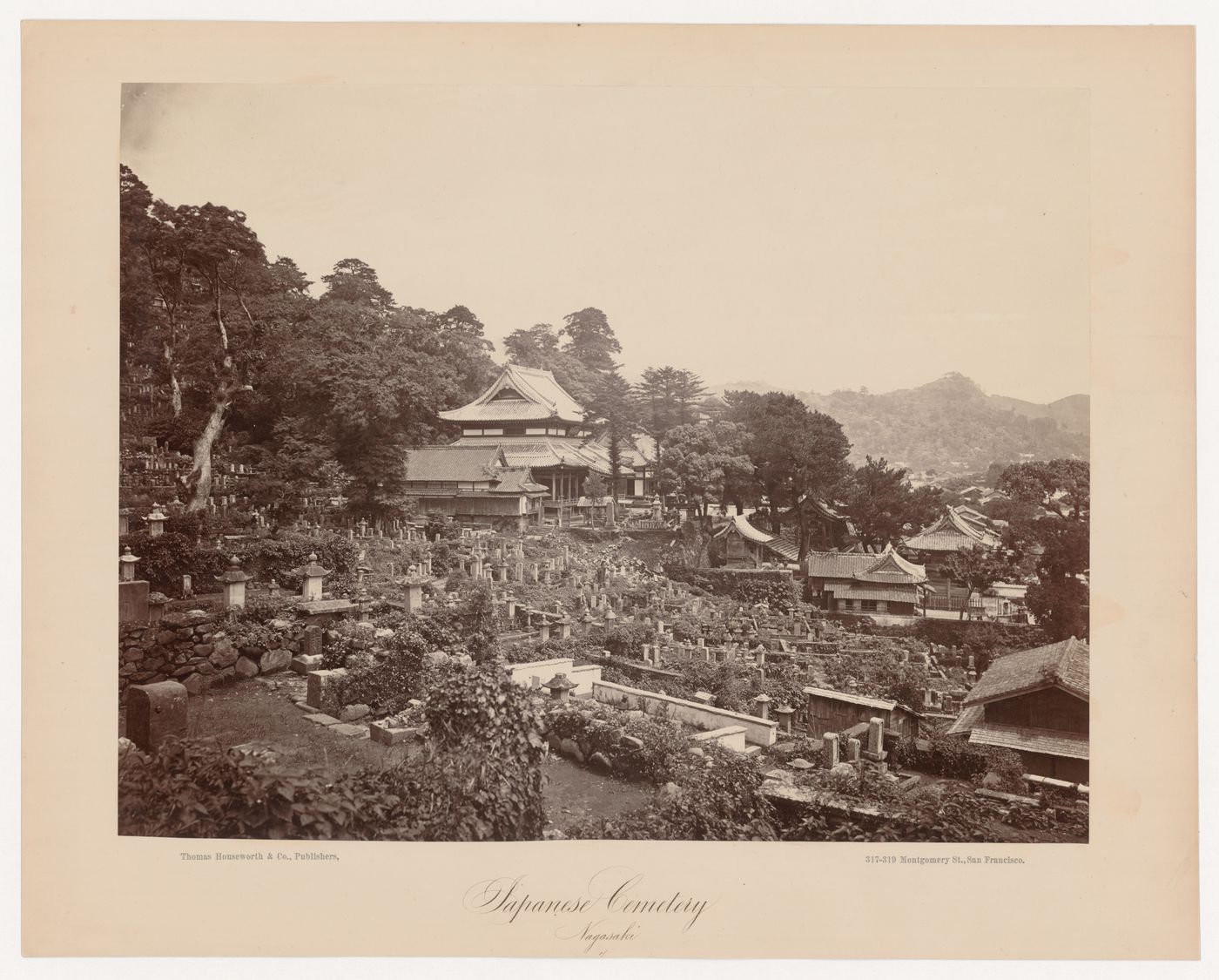 View of a cemetery and the Fukusaiji Temple complex [?], Nagasaki, Japan