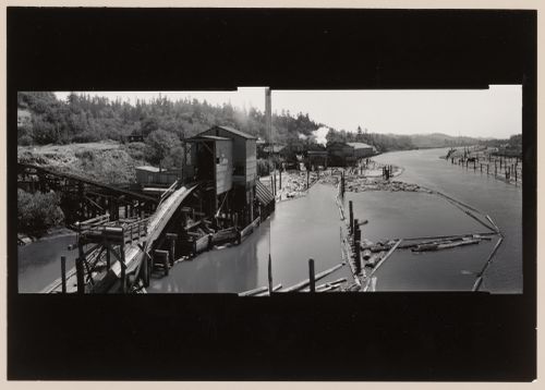 Panoramic composite photograph of a saw mill located on the Isthmus Slough, Coos Bay, Oregon, United States